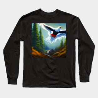 Majestic Thunder Bird Flying Over A Lush Forest Long Sleeve T-Shirt